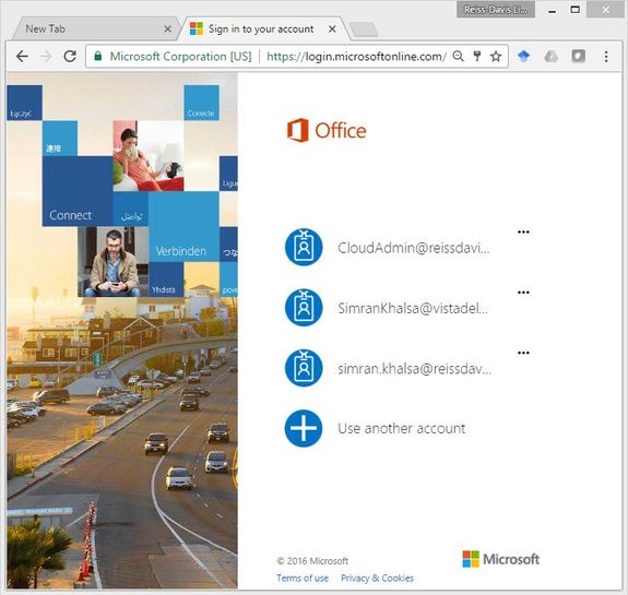 Screenshot of Office 365 login page