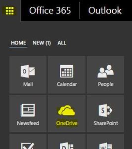 Screenshot of Office 365 tiles